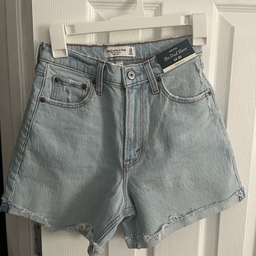 NWTs Abercrombie and Fitch Curve Love High Rise Dad Shorts Size 24
